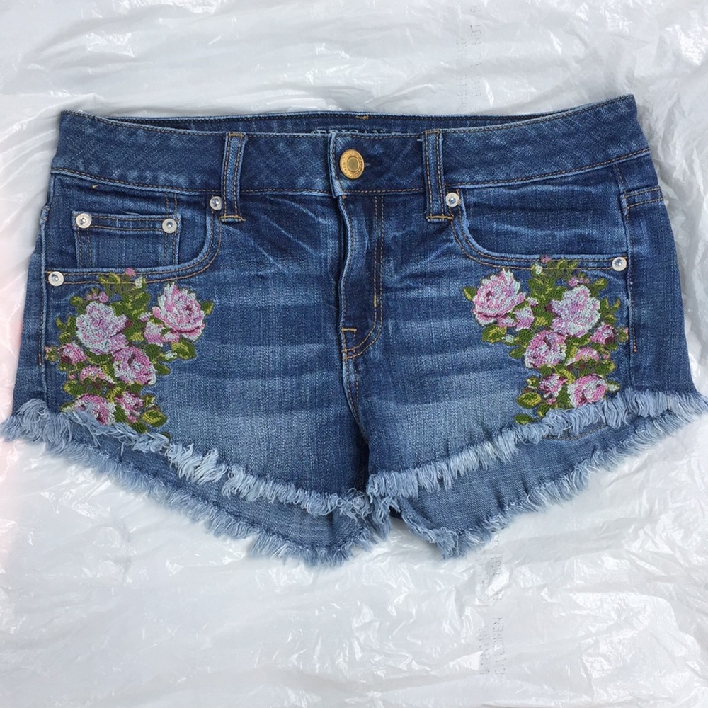 American Eagle Jean Shorts with Floral Print